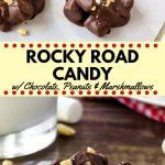 Clusters of crunchy peanuts, gooey marshmallows and creamy milk chocolate make this Rocky Road Candy impossible to resist. Simply melt the chocolate, then stir in the peanuts and marshmallows. So easy and perfect as a homemade gift. #rockyroad #candy #homemade #nobake #ediblegifts #homemadegifts