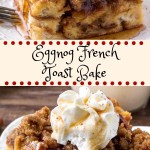 Eggnog French Toast Bake is an easy, make-ahead breakfast casserole that's perfect for the holidays. It's extra fluffy with a delicious eggnog flavor and crunchy crumble topping. #breakfast #frenchtoast #christmas #holidays #breakfastcasserole #eggnog #christmasbreakfast #overnight #makeahead