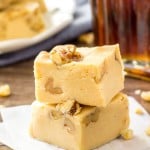 Easy maple walnut fudge is extra creamy and made with only 4 ingredients.