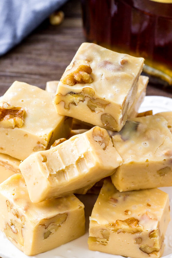 Easy maple fudge recipe - filled with walnuts and perfect for the holidays. 