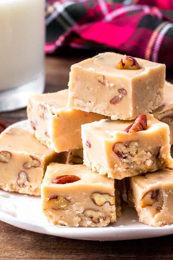 This butter pecan fudge is extra creamy with a deliciously sweet, buttery flavor. Toasted pecans give it a nutty flavor and add tons of texture. 