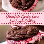Creamy, fluffy peppermint frosting slathered between 2 soft & chewy cookies. These chocolate peppermint sandwich cookies are perfect for the holidays and the ultimate combination of chocolate & mint. #holidaybaking #christmas #cookies #baking #chocolatepeppermint #candycane