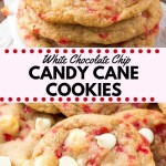 These white chocolate candy cane cookies are the perfect holiday chocolate chip cookie recipe. They're soft, chewy, filled with Christmas cheer & super pretty! #christmascookies #christmas #baking #peppermint #candycane #cookies #cookieexchange