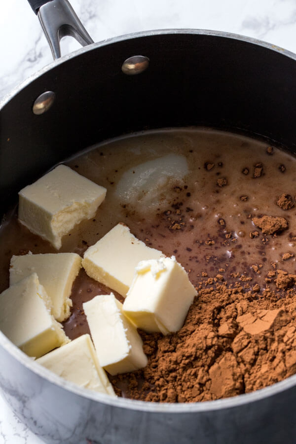 When making no bake cookies - first boil the butter, sugar, cocoa powder & milk together in a saucepan. 