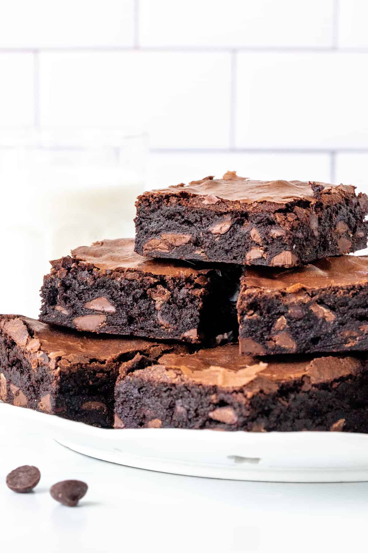 Plate of chocolate chip brownies