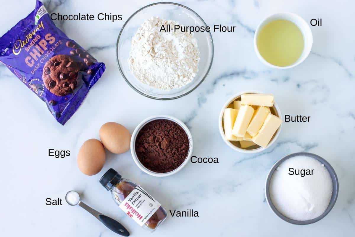 Ingredients for homemade brownies