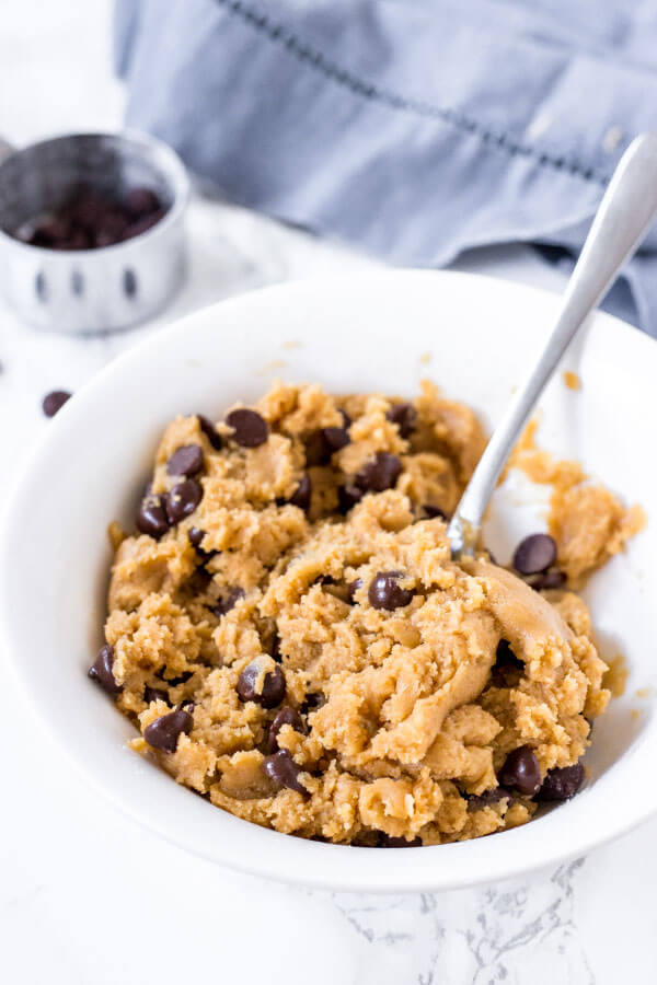 How to make small batch chocolate chip cookies - bowl of cookie dough