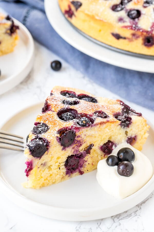 Beautiful blueberry cake is supremely moist, with a deliciously soft & tender crumb, and a slight hint of lemon. It's not too sweet - which makes it ideal for afternoon tea or brunch.
