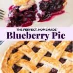 Today I'm showing you how to make classic, homemade blueberry pie. The filling is sweet, juicy, and full of plump blueberries. Make it when fresh blueberries are in season for the perfect summertime pie! I've also included tips on how to make it with frozen berries. AND how to turn this easy recipe into blueberry crumble pie. #blueberrypie #pies #summerpie #summerdesserts #desserts #blueberries #berries