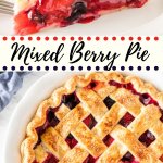 This mixed berry pie has triple the deliciousness because we're using 3 types of berries! The fruit filling is sweet and juicy without being soupy, and can easily be made all year long with fresh or frozen berries. #berrypie #mixedberry #tripleberry #tripleberrypie #mixedberrypie #pierecipes #summer #desserts #pie #tripleberrypie #strawberry #blueberry #raspberry