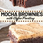 These Mocha Brownies have a delicious coffee flavor and coffee frosting on top. Perfectly fudgy and perfect for coffee lovers! #mocha #coffee #brownies #buttercream #frosting #recipes #easy #fudgy #homemade #coffeebrownies