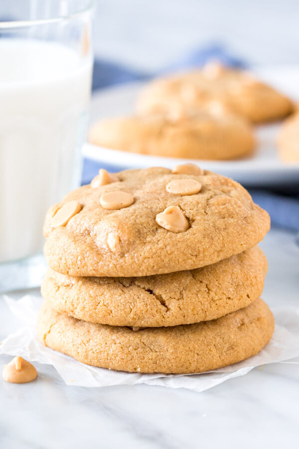 Stack of 3 peanut butter chip cookies