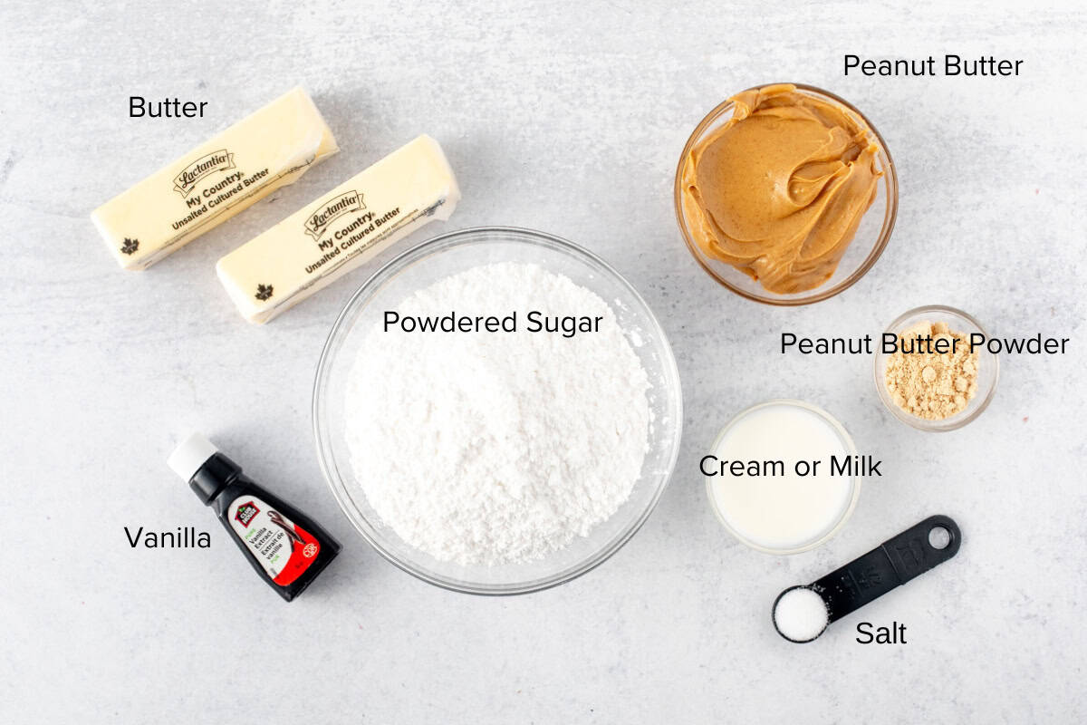 Ingredients for peanut butter frosting