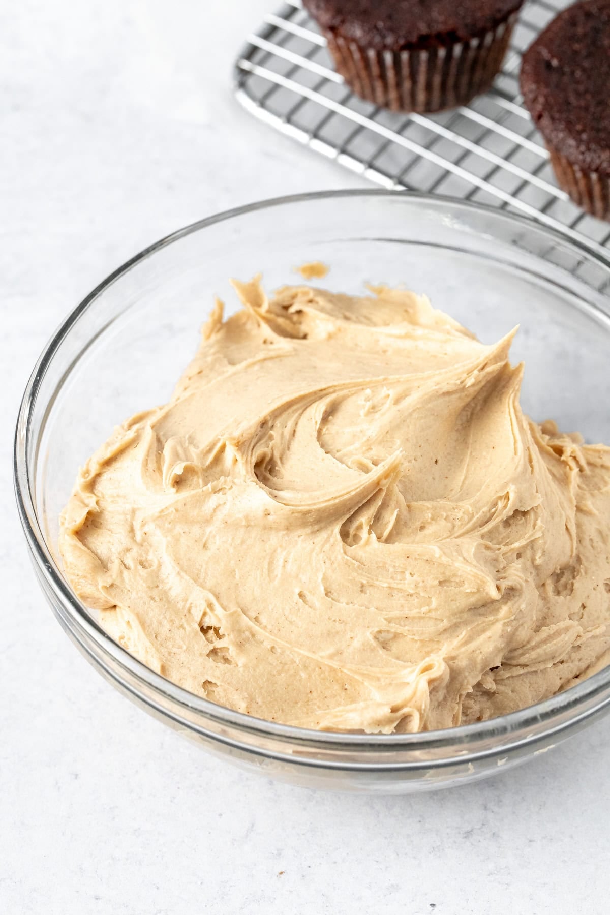 Bowl of peanut butter buttercream