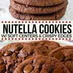 Love Nutella? These soft and chewy Nutella cookies are filled with chocolate chips and have a delicious chocolate hazelnut flavor. Adding Nutella to your cookie dough makes for one delicious treat. #nutella #cookies #chocolatechip #recipe from Just So Tasty