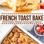 This French Toast Casserole with cinnamon sugar topping is soft and fluffy on the inside, and golden brown on top. It can be refrigerated overnight or baked immediately for a delicious breakfast that feeds a crowd. 