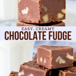 Creamy, delicious chocolate fudge - what's not to love? This fantasy fudge recipe is made with marshmallow creme. It's decadent without being too rich, and turns out perfectly with very little effort. #fudge #marshmallowcreme #chocolate #candy #walnuts #easy #recipe #christmas #holidays from Just So Tasty