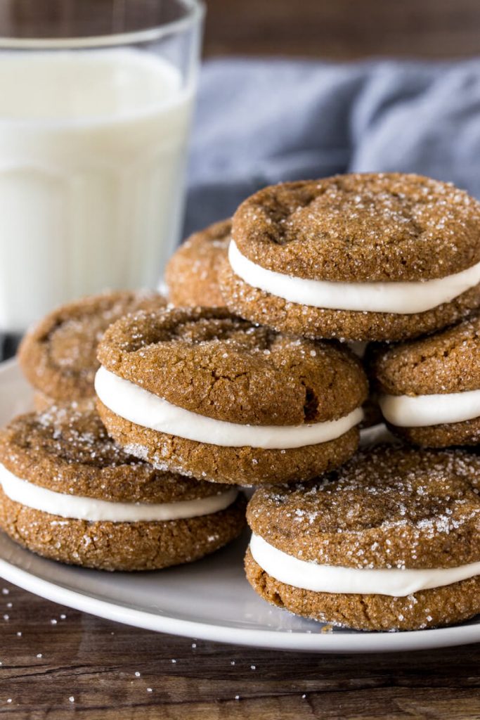 Ginger Molasses Sandwich Cookies with Eggnog Frosting Just so Tasty