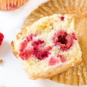 Half of a raspberry muffin
