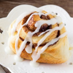 Cinnamon bun with a drizzle of icing