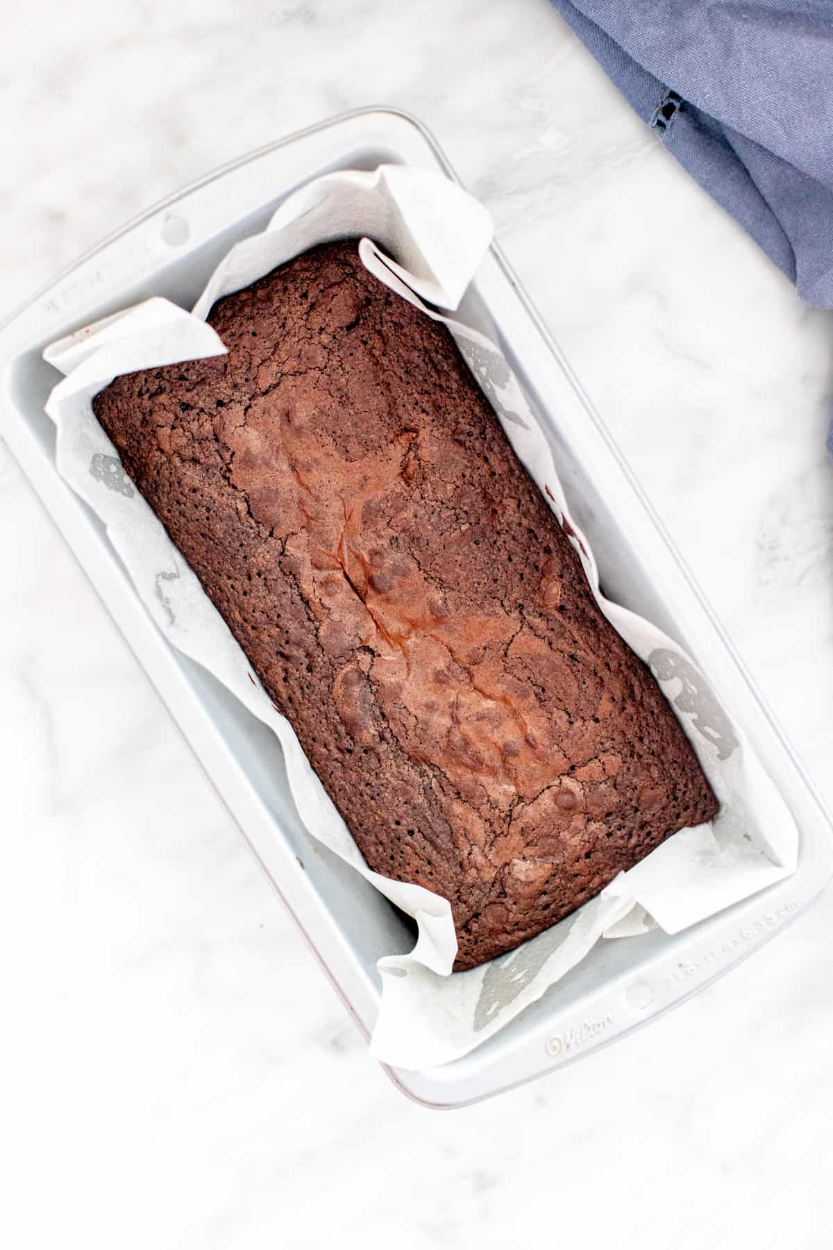 Brownies made in a loaf pan.