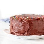 Birthday cake with chocolate frosting