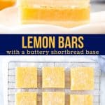 These are the perfect lemon bars with a buttery shortbread base and a sweet and tangy lemon layer. The bright lemon flavor tastes like sunshine - making these perfect for spring and summer. They only require 7 simple ingredients and set beautifully. #lemon #bars #shortbread #easy #spring #recipe #lemonbars from Just So Tasty