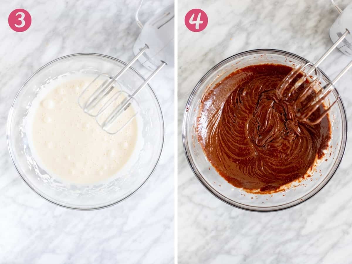2 photos of making brownie cookies