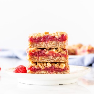 Stack of 3 raspberry crumble bars