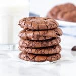 5 brownie cookies stacked on top of each other.