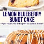 Collage of 2 photos of lemon blueberry cake