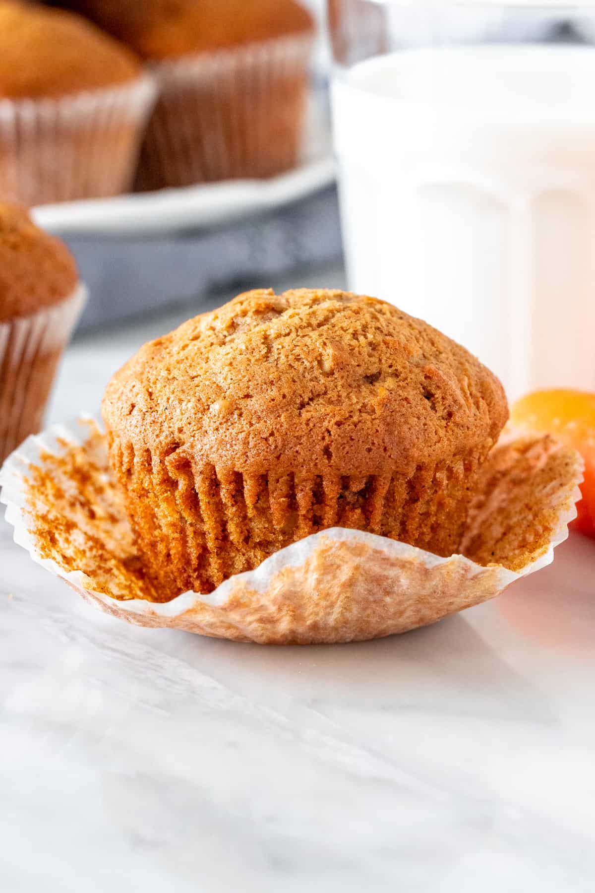 Carrot cake muffin with muffin paper