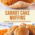 Collage of 2 photos of carrot cake muffins