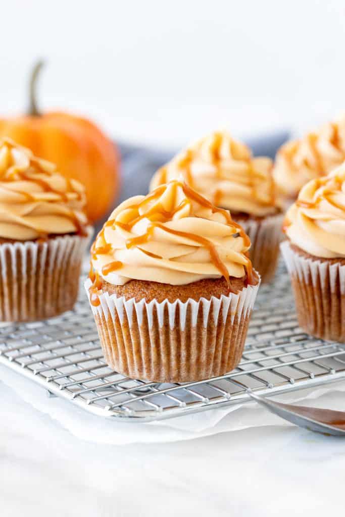 Pumpkin Cupcakes with Caramel Cream Cheese Frosting Just so Tasty