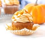 Pumpkin Cupcakes with Caramel Cream Cheese Frosting
