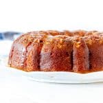 Rum-soaked cake, made in a fluted bundt pan