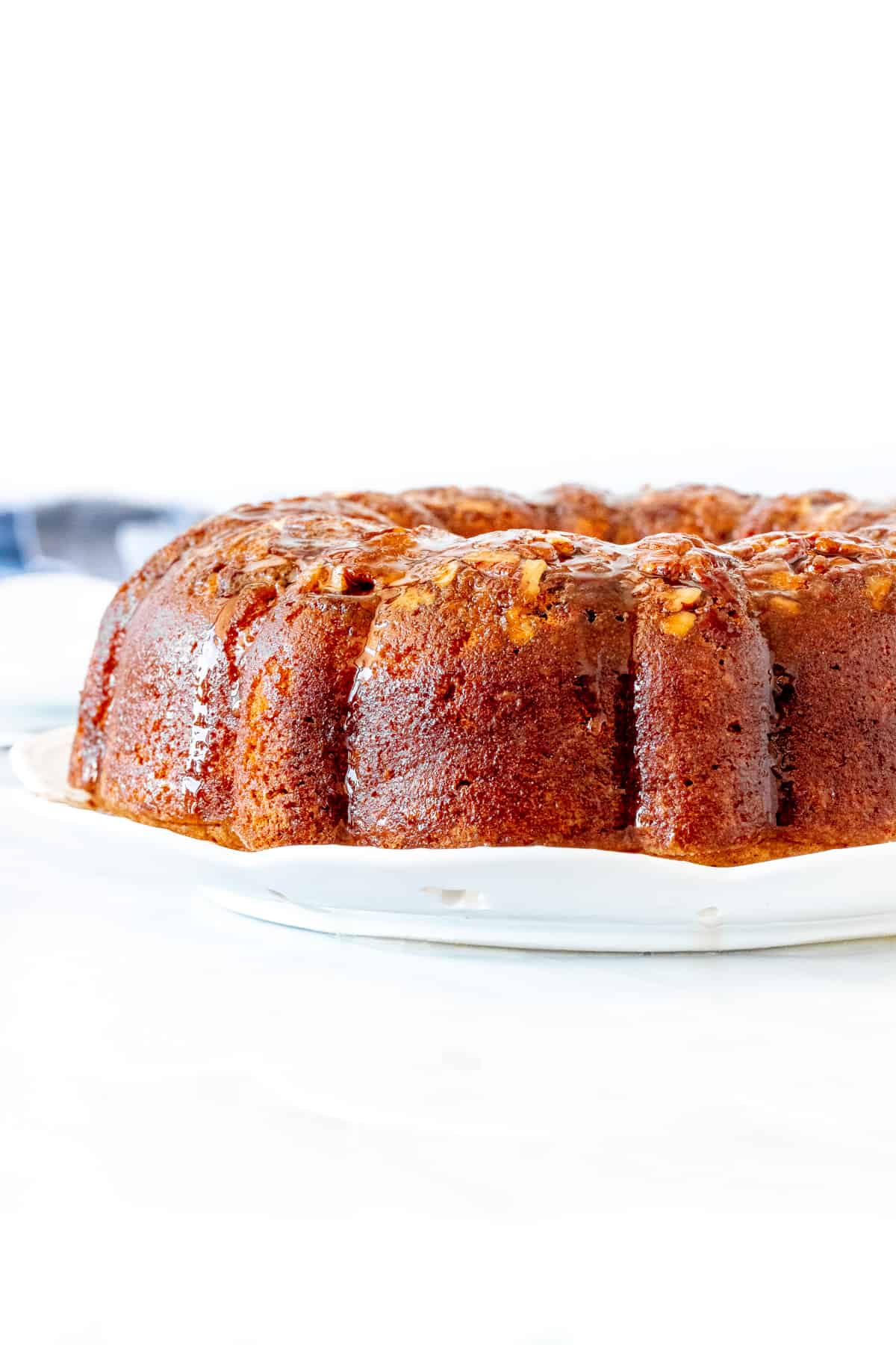 Rum-soaked cake, made in a fluted bundt pan