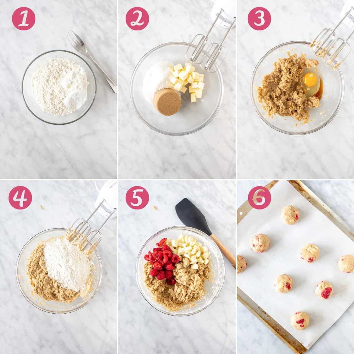 6 photos of making cookie dough