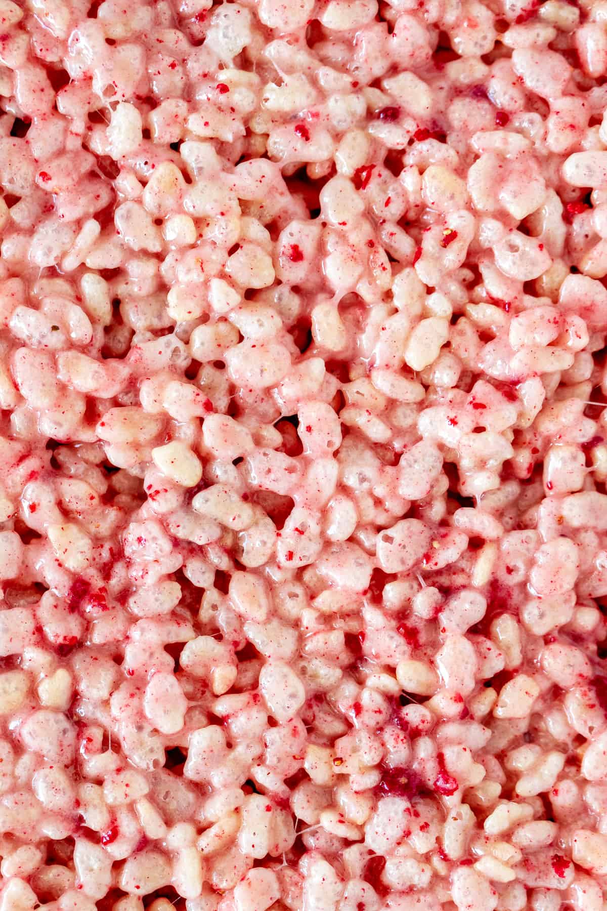 Pan of pink Rice Krispie treats