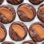Chocolate cookies, with a segment of chocolate orange on top of each cookie