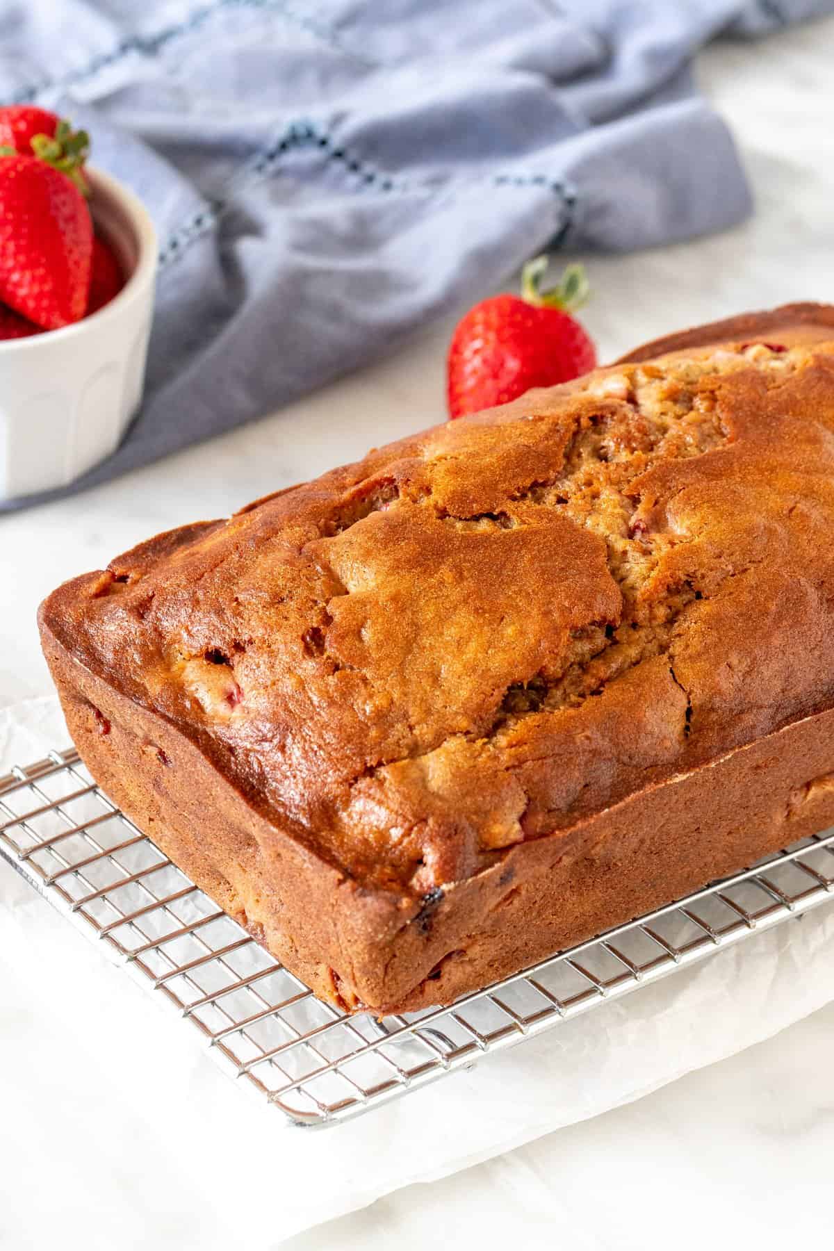 Loaf of strawberry banana bread