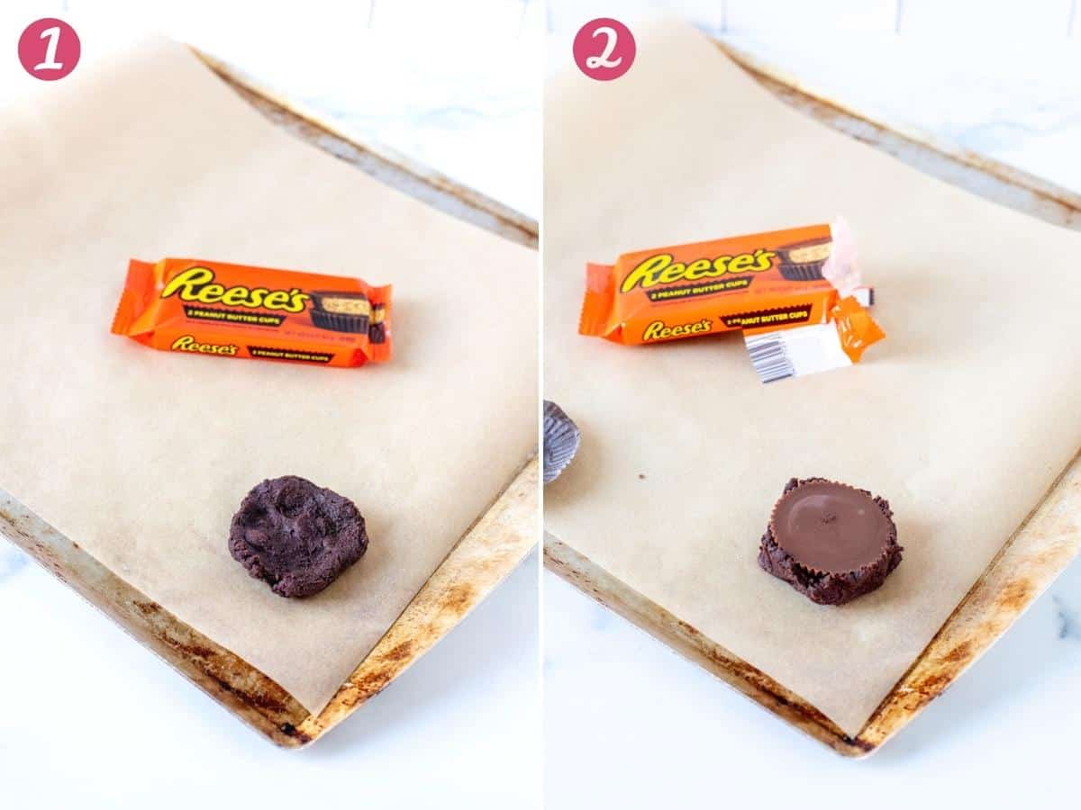 2 steps to when making reese's chocolate cookies