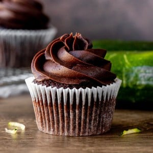 Chocolate zucchini cupcake with chocolate frosting