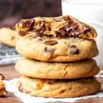 Stack of chocolate chip walnut cookies
