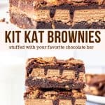Collage of 2 photos of Kit Kat Brownies