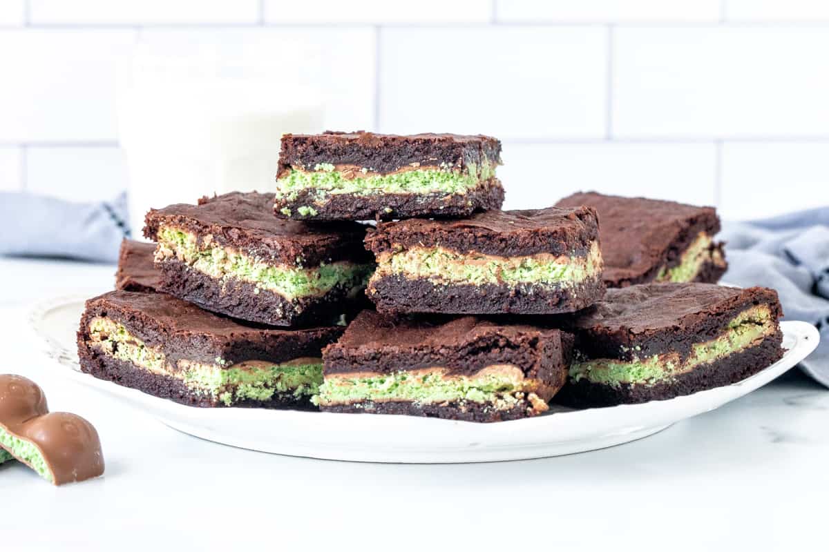 Plate of brownies stuffed with Mint Aero