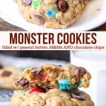Collage of 2 photos of monster cookies