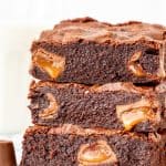 Stack of three Rolo brownies