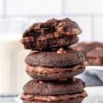 Stack of 3 double chocolate sandwich cookies