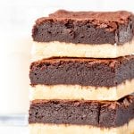 Stack of three shortbread brownies, one on top of each other